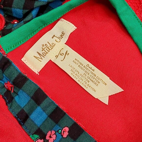 MATILDA JANE 'BOUGHS OF HOLLY' TUNIC BUTTON BACK PLAID RUFFLE LACE TOP - Picture 8 of 16